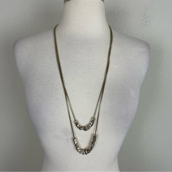 Chico's Gold Double Strand Beaded Necklace - Picture 1 of 6